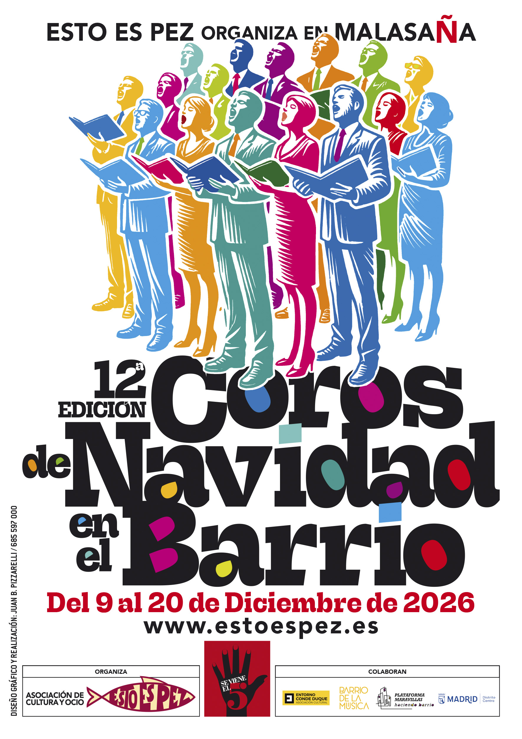 Cartel de la 12ª edición de Coros de Navidad en el Barrio, del 9 al 20 de diciembre de 2026